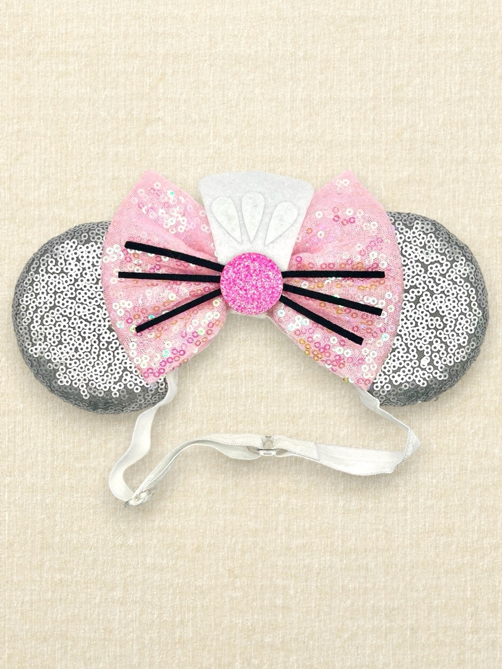 Elastic Silver Sequin Remy Ratatouille Minnie Ears | Disney-Inspired Mouse Ears